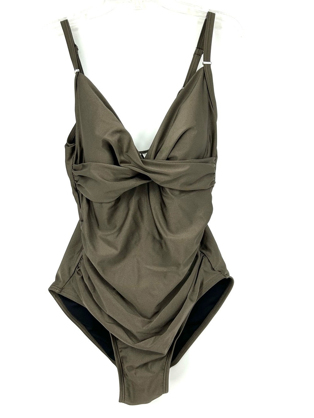 Calvin Klein Twist Front Tummy Control One Piece Swimsuit Bronze